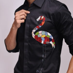 The Black Mosaic Flamingo Shirt
