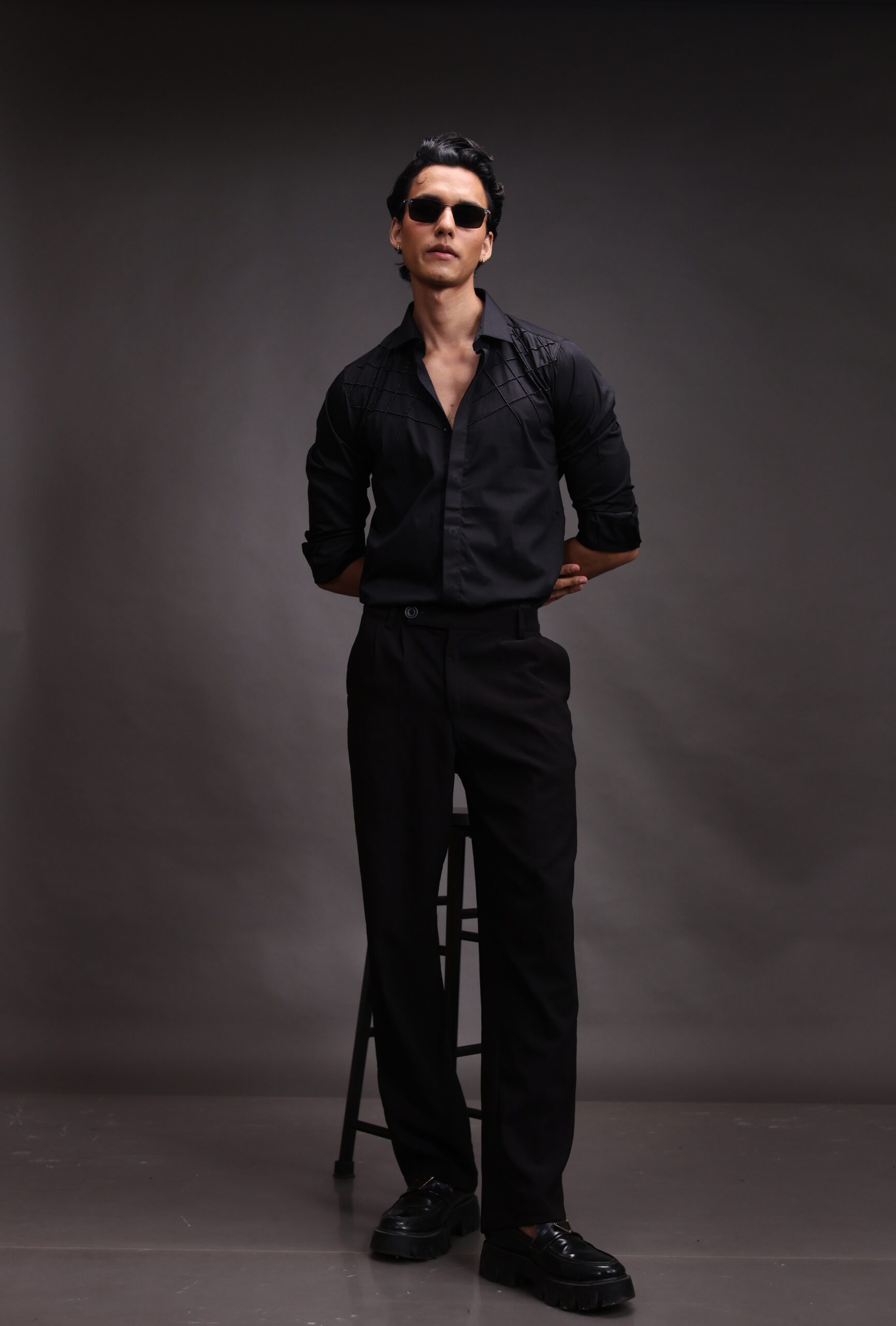 Noir Grid Shirt - Image 3