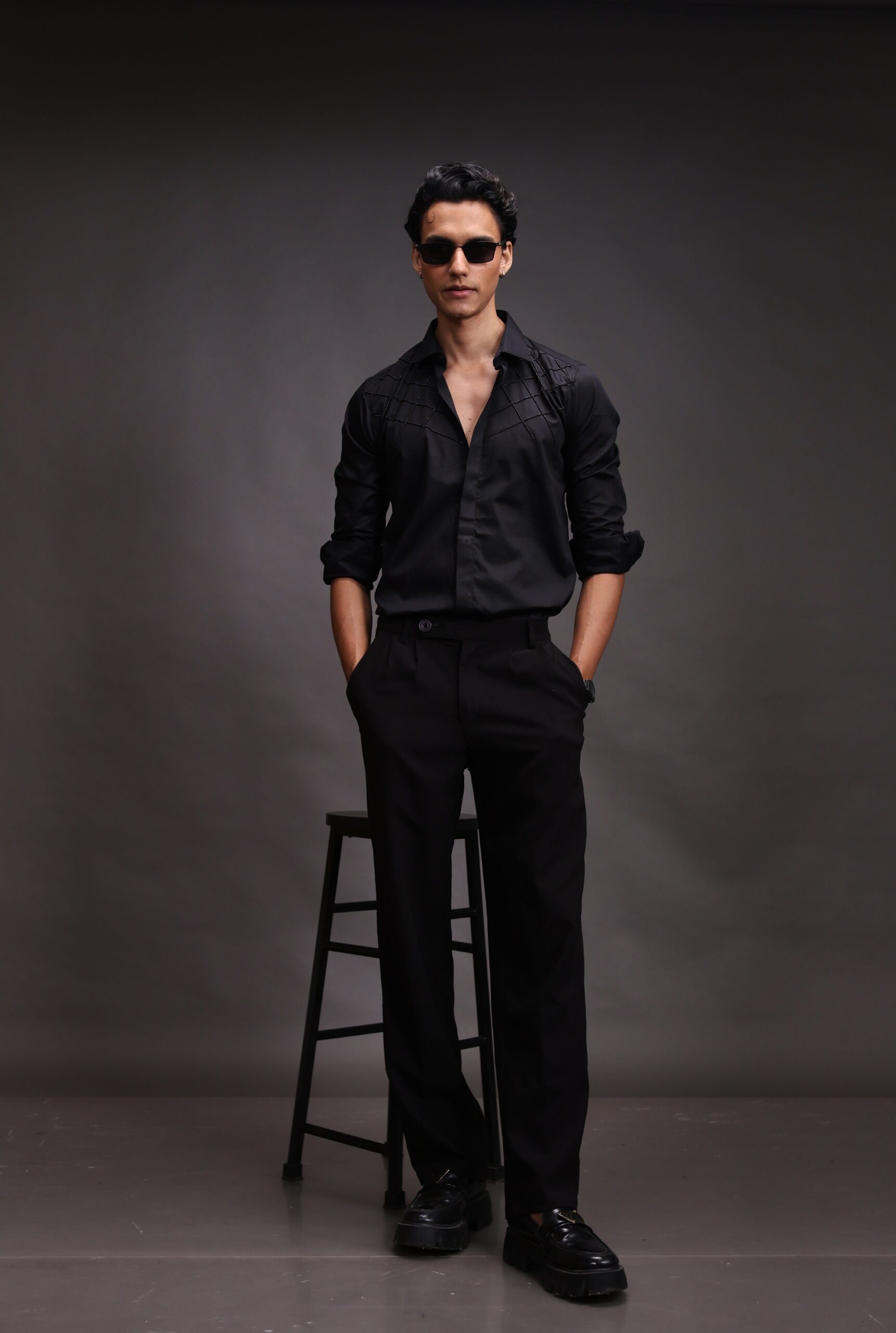 Noir Grid Shirt - Image 4
